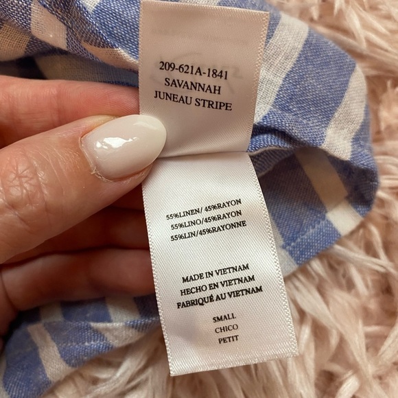Rails white and blue Savannah Juneau Stripe linen shirt small or medium - Picture 8 of 13